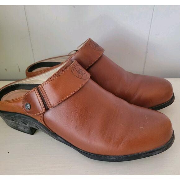 Ariat Womens Size 7B Western Closed Toe Leather Mules Shoes Brown Slip On - Picture 5 of 11
